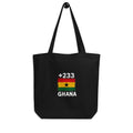 Tote Bag Ghana +233 Noir - vue de face