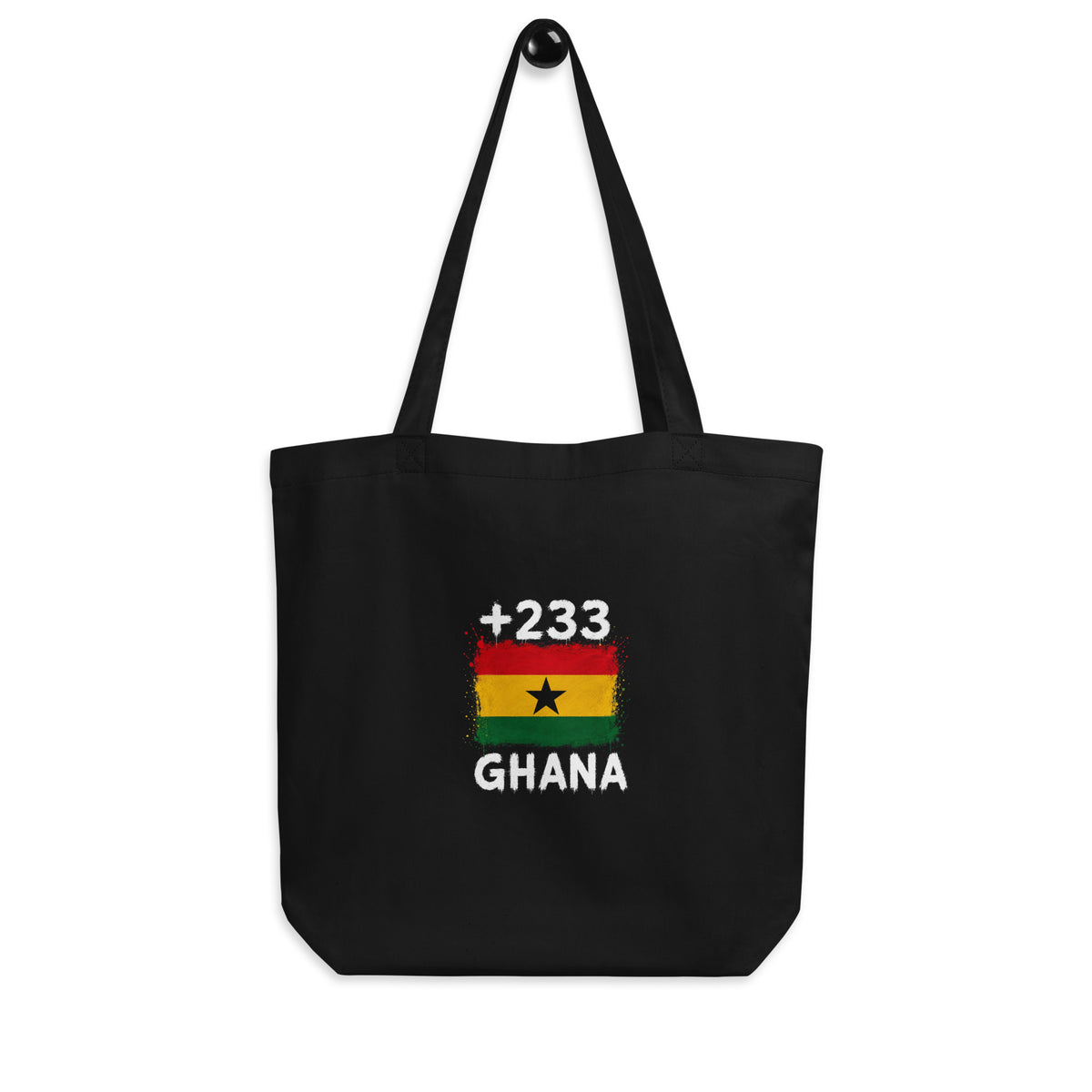 Tote Bag Ghana +233 Noir - vue de face