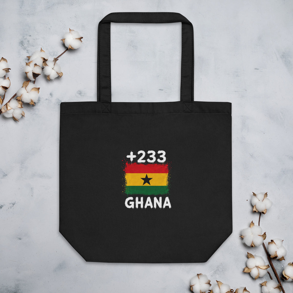 Tote Bag Ghana +233 Noir - vue de profil
