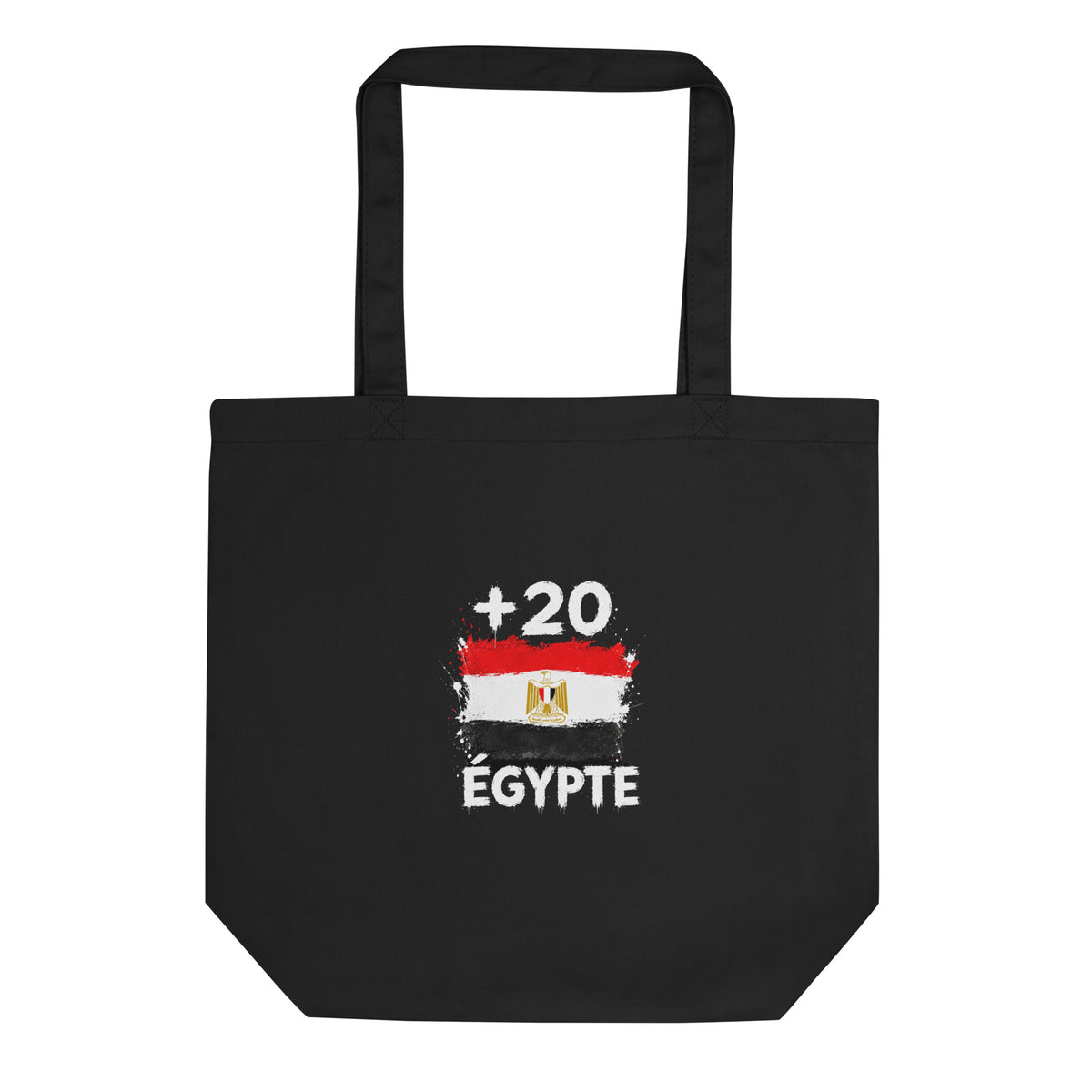 Tote Bag Égypte +20 vue de face, design drapeau égyptien