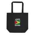 Tote Bag Guyana +592 vue de face, design drapeau guyanien