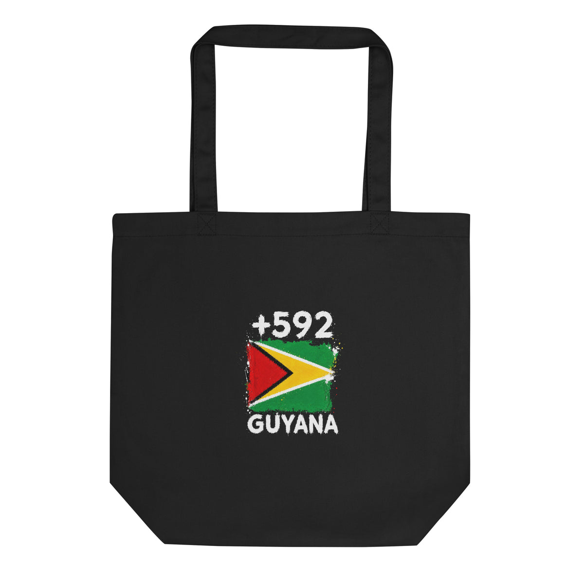 Tote Bag Guyana +592 vue de face, design drapeau guyanien