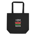 Tote Bag Kenya +254 vue de face, design drapeau kényan