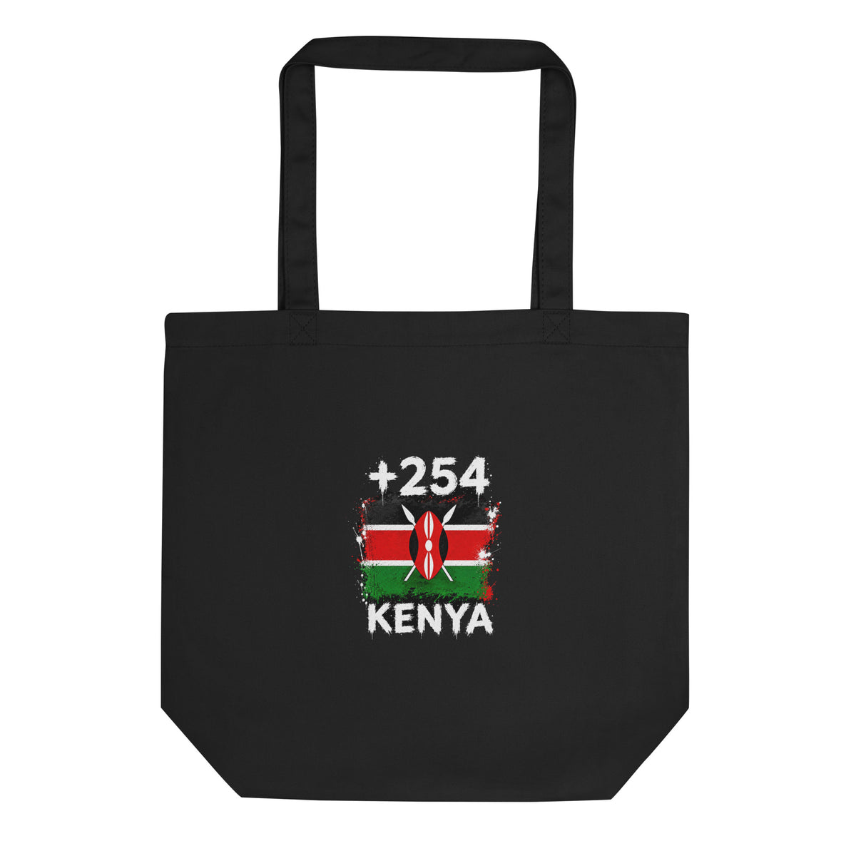 Tote Bag Kenya +254 vue de face, design drapeau kényan