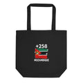 Tote Bag Mozambique +258 vue de face, design drapeau mozambicain