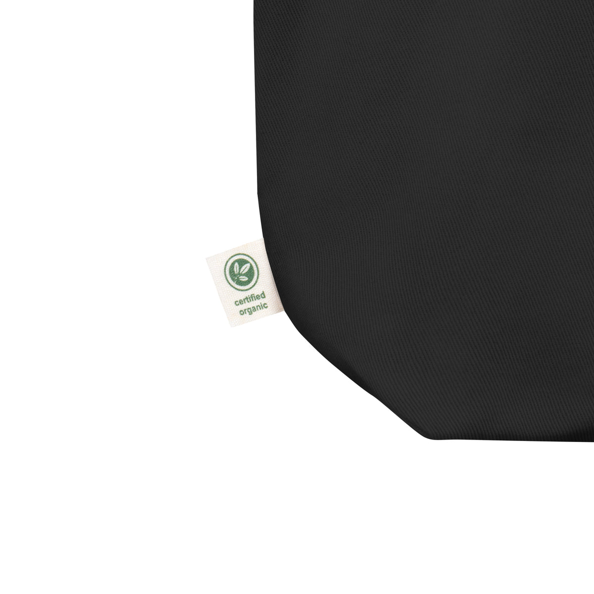Tote bag noir Cap-Vert +238 détail étiquette coton biologique certifié