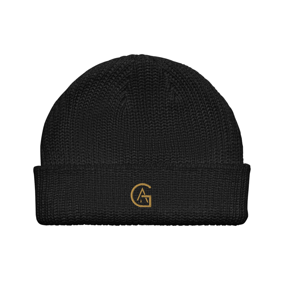 Bonnet African Generation noir vue de face, logo GA doré brodé