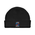 Bonnet RDC +243 noir vue de face, drapeau congolais brodé - Indicatif Fier