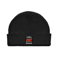 Bonnet Guadeloupe +590 noir vue de face, drapeau guadeloupéen brodé - Indicatif Fier