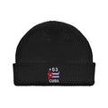 Bonnet Cuba +53 noir vue de face, drapeau cubain brodé - Indicatif Fier