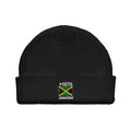 Bonnet Jamaïque +1876 noir vue de face, drapeau jamaïcain brodé - Indicatif Fier