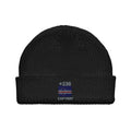 Bonnet Cap-Vert +238 noir vue de face, drapeau cap-verdien brodé - Indicatif Fier