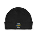 Bonnet Suède +46 noir vue de face, drapeau suédois brodé - Indicatif Fier
