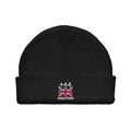 Bonnet Angleterre +44 noir vue de face, drapeau brodé - Indicatif Fier