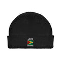 Bonnet Guyana +592 noir vue de face, drapeau guyanien brodé - Indicatif Fier