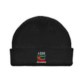 Bonnet Mozambique +258 noir vue de face, drapeau mozambicain brodé - Indicatif Fier