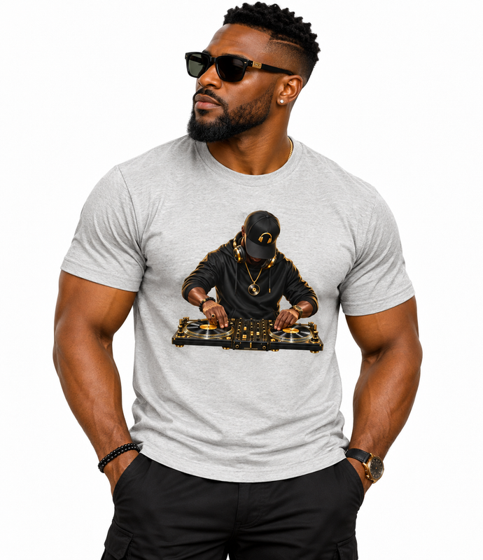 T-shirt Gris Dj Klassic Ethnik - vue de face - African Generation