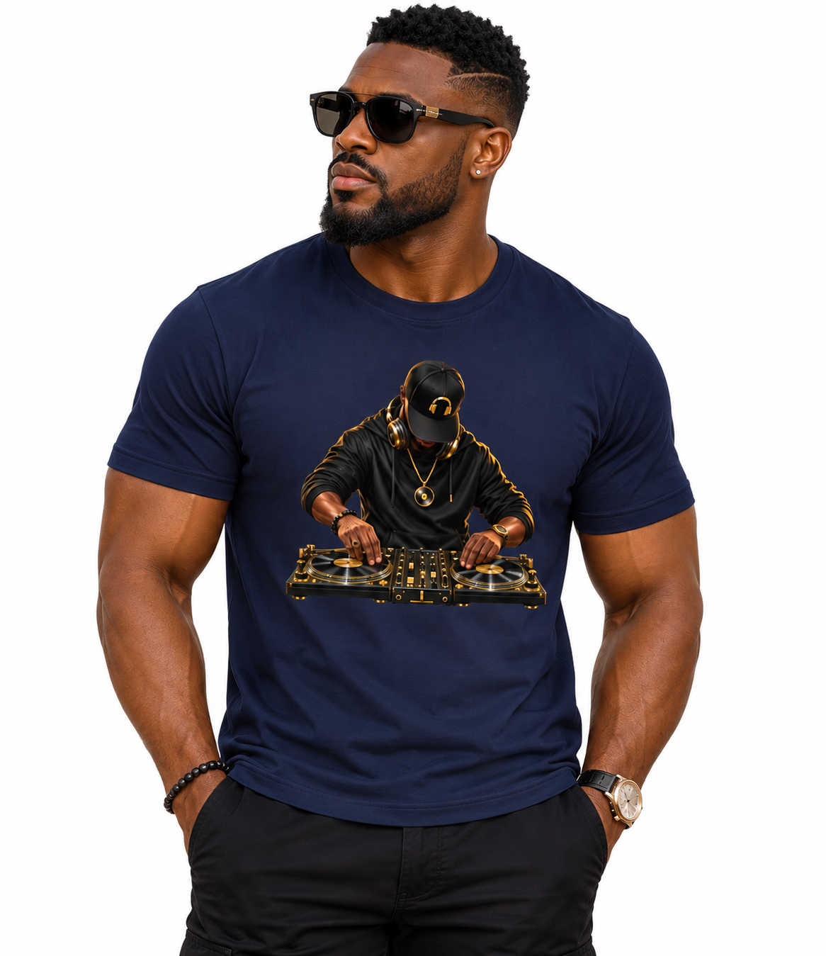 T-shirt Marine Dj Klassic Ethnik - vue de face - African Generation