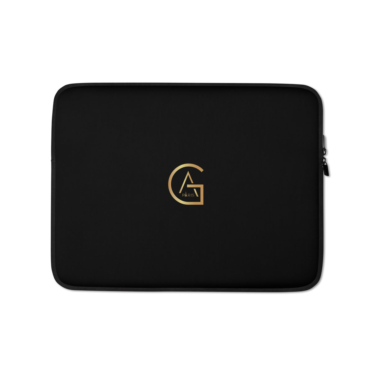 Housse Ordinateur Portable African Generation — Monogramme GA doré - modèle 13 pouces, vue de face - African Generation