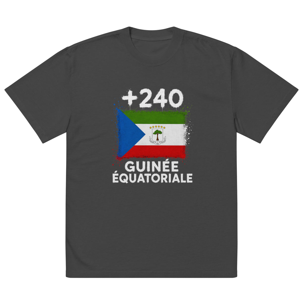 T-shirt Oversize Guinée Équatoriale +240, vue de face, drapeau et indicatif +240
