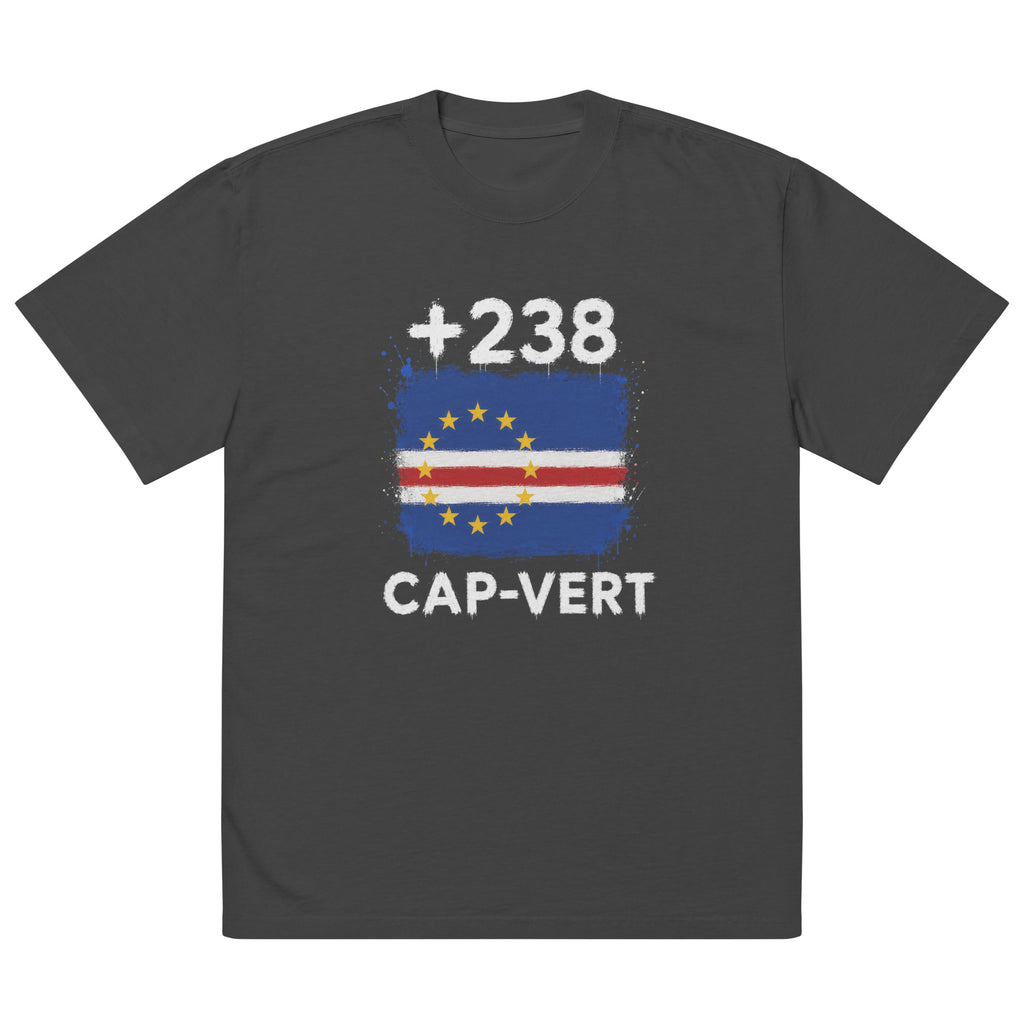 T-shirt oversize Cap-Vert +238 vue de face à plat, drapeau sur poitrine