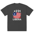 T-shirt Oversize Liberia +231 Noir vue de face, drapeau libérien