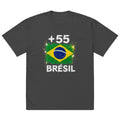 T-shirt Oversize Brésil +55 vue de face, design drapeau brésilien