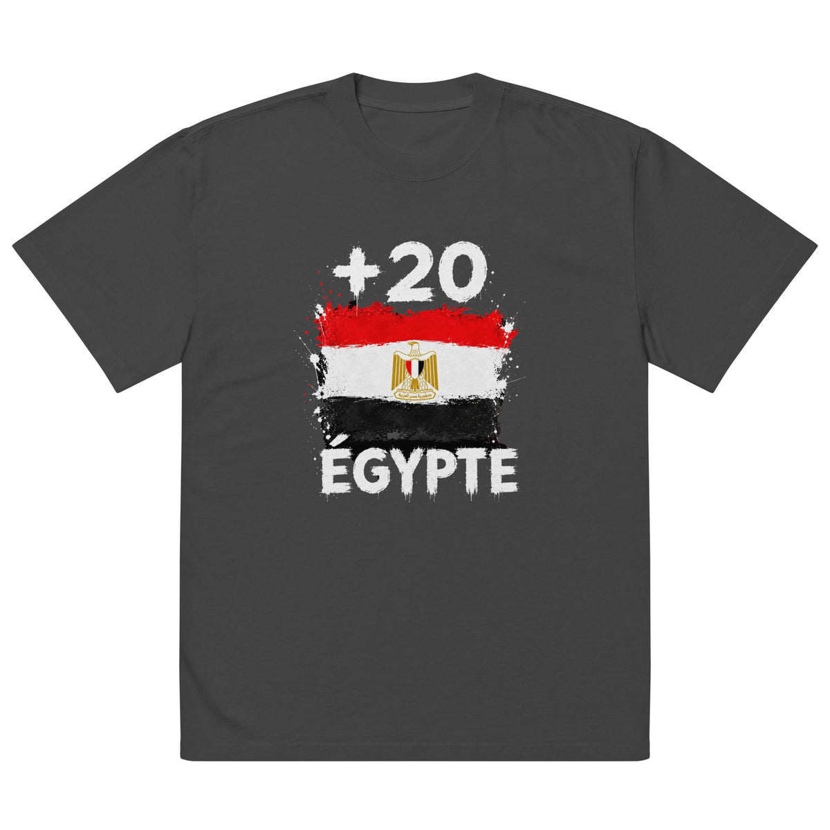 T-shirt Oversize Égypte +20 vue de face, design drapeau égyptien