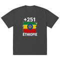 T-shirt Oversize Éthiopie +251 vue de face, design drapeau éthiopien