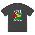 T-shirt Oversize Guyana +592 vue de face, design drapeau guyanien