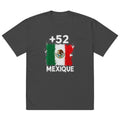 T-shirt Oversize Mexique +52 vue de face, design drapeau mexicain