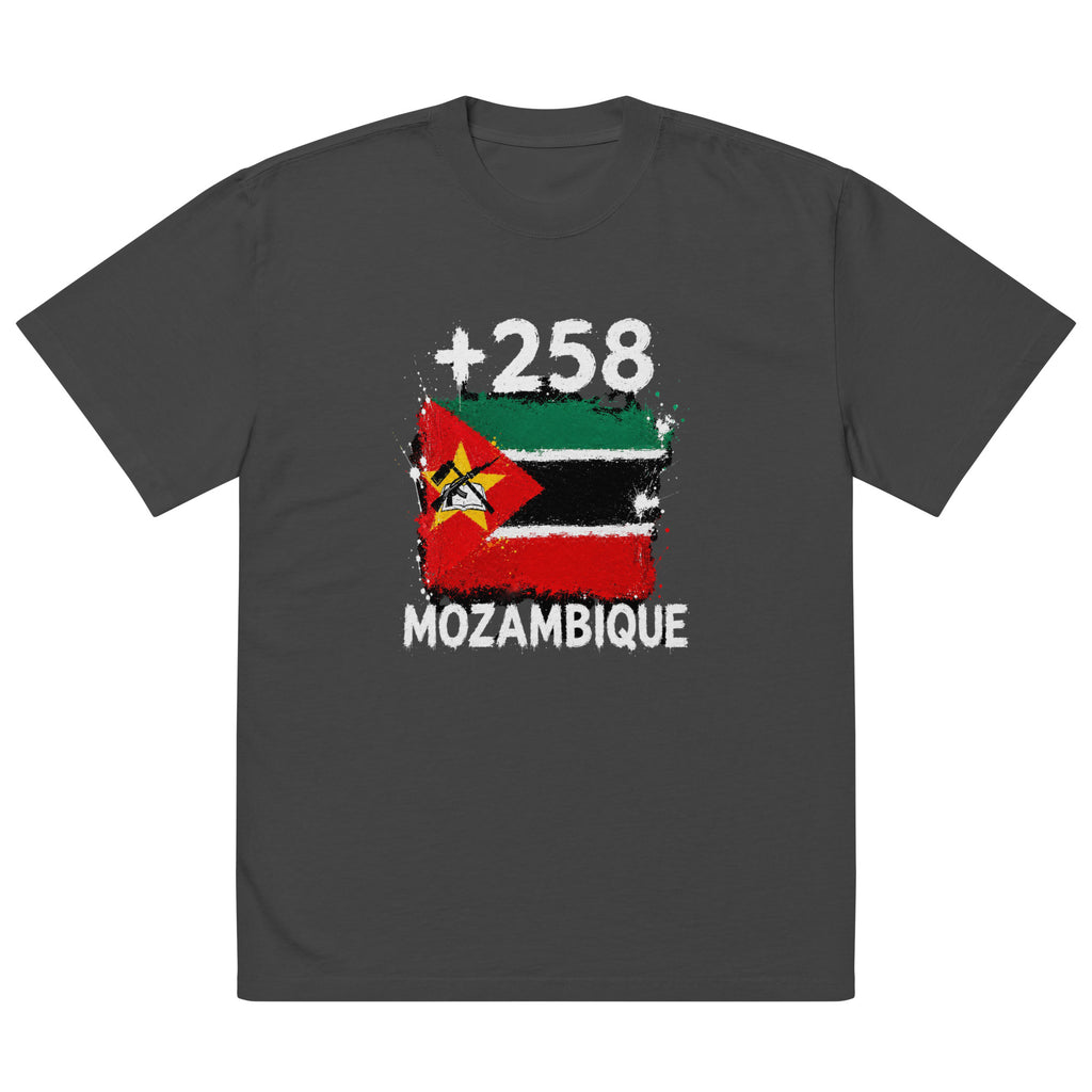 T-shirt Oversize Mozambique +258 vue de face, design drapeau mozambicain