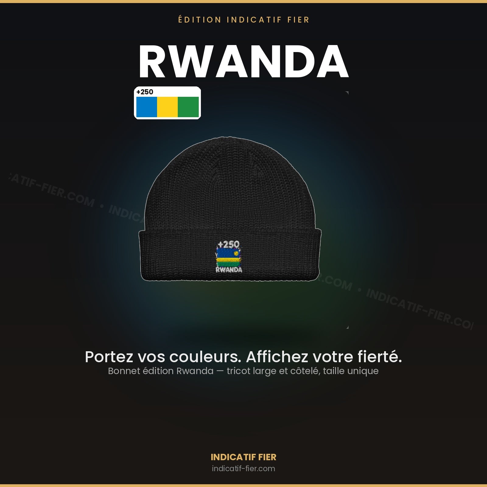 Bonnet Rwanda +250 - Noir