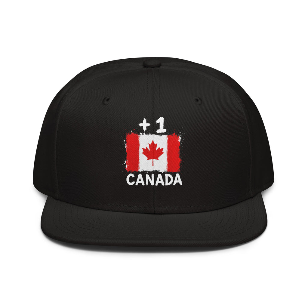 Snapback noir Canada +1 avec drapeau canadien floqué effet éclaboussure de peinture - Indicatif Fier