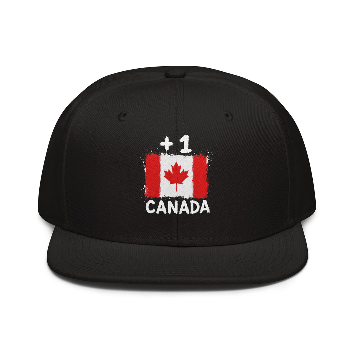 Snapback noir Canada +1 avec drapeau canadien floqué effet éclaboussure de peinture - Indicatif Fier
