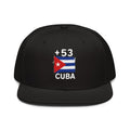 Snapback noire Cuba +53 avec drapeau cubain floqué effet éclaboussure de peinture - Indicatif Fier