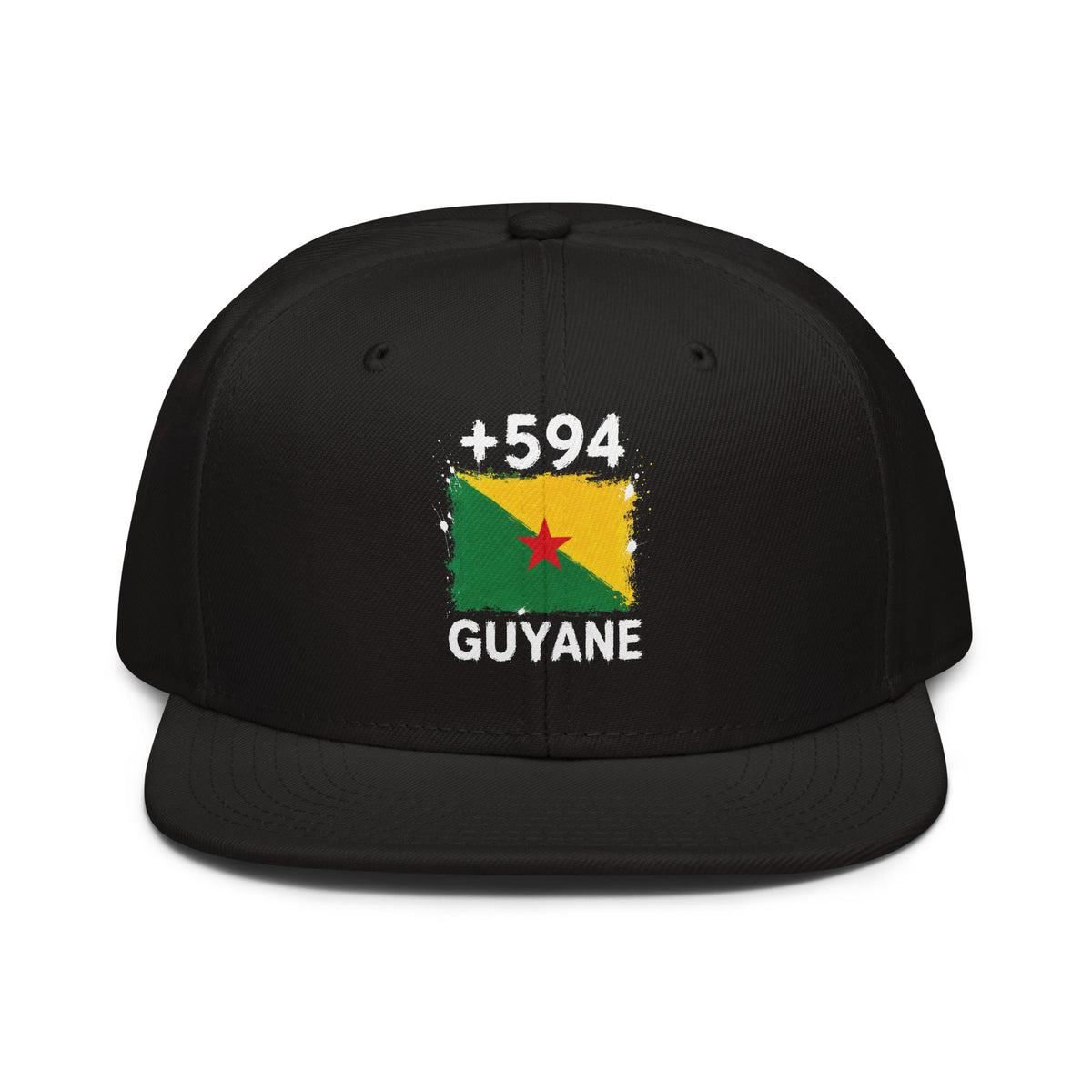 Snapback noire Guyane +594 avec drapeau guyanais brodé - Indicatif Fier