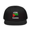 Snapback Martinique +596 - Noir avec drapeau floqué effet éclaboussure de peinture - vue de face - Indicatif Fier