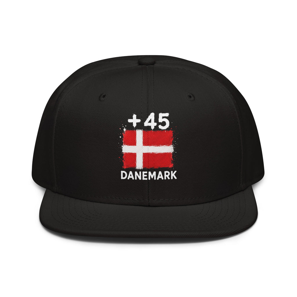 Snapback Danemark +45 noir - vue de face