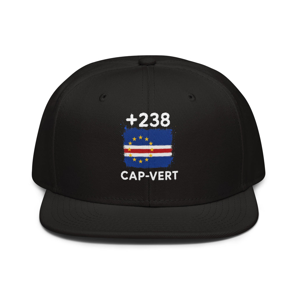 Casquette Snapback Cap-Vert +238 vue de face, drapeau et indicatif +238 brodés