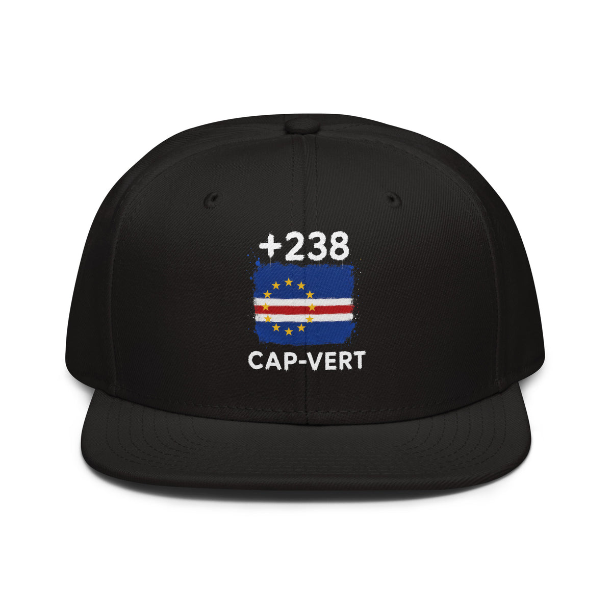 Casquette Snapback Cap-Vert +238 vue de face, drapeau et indicatif +238 brodés
