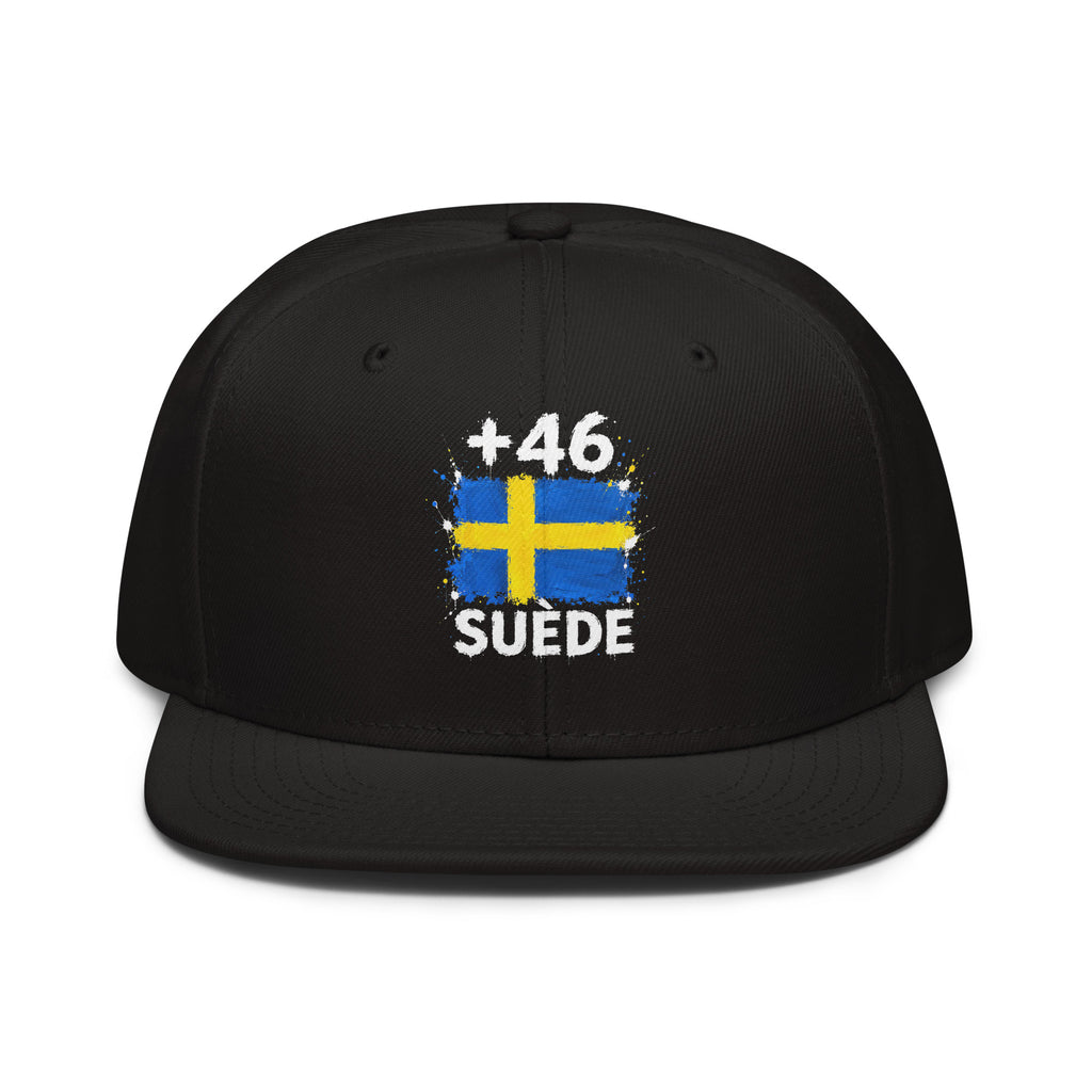 Snapback Suède +46 - Noir avec drapeau suédois