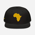 Snapback Noir Broderie GA - carte de l'Afrique brodée or - vue de face - African Generation