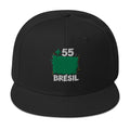 Snapback Brésil +55 vue de face, design brodé drapeau brésilien