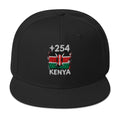 Snapback Kenya +254 vue de face, design brodé drapeau kényan