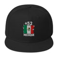 Snapback Mexique +52 vue de face, design brodé drapeau mexicain