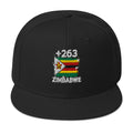 Snapback Zimbabwe +263 vue de face, design brodé drapeau zimbabwéen