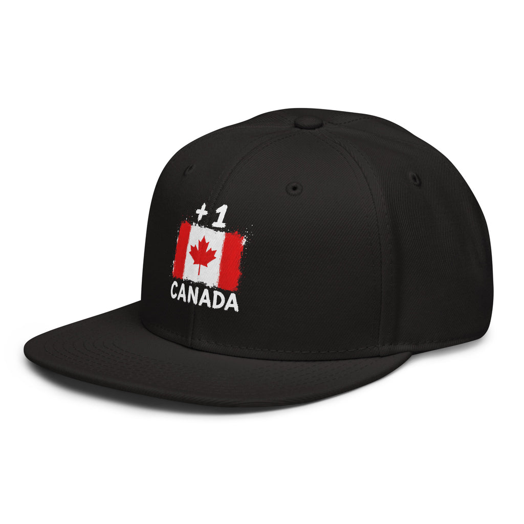 Snapback noir Canada +1 avec drapeau canadien floqué - vue de profil gauche - Indicatif Fier