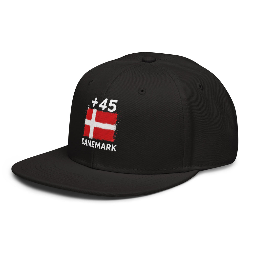 Snapback Danemark +45 noir - vue trois-quarts gauche