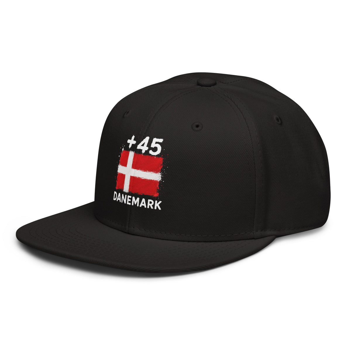 Snapback Danemark +45 noir - vue trois-quarts gauche